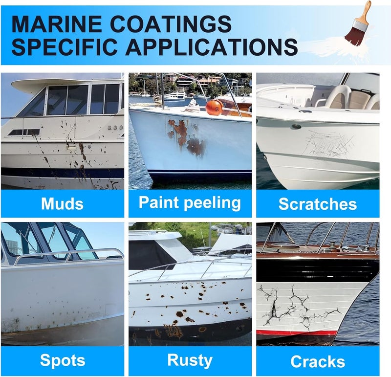 SENVEN Boat Paint 35 Oz Gloss Marine Boat Topside Bottom Enamel Paint for Boats, Wood, Fiberglass, Aluminum, Metals, Oil-Based Epoxy White Black Red Gray Blue - Image 5